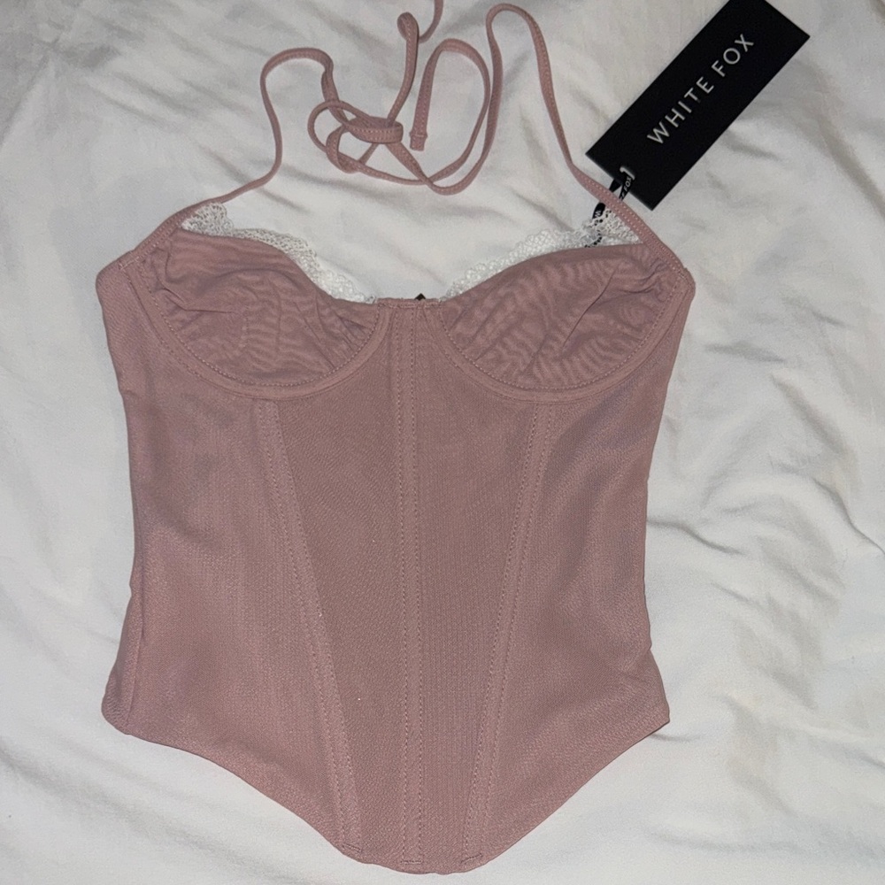 White Fox Boutique Pink Corset Top